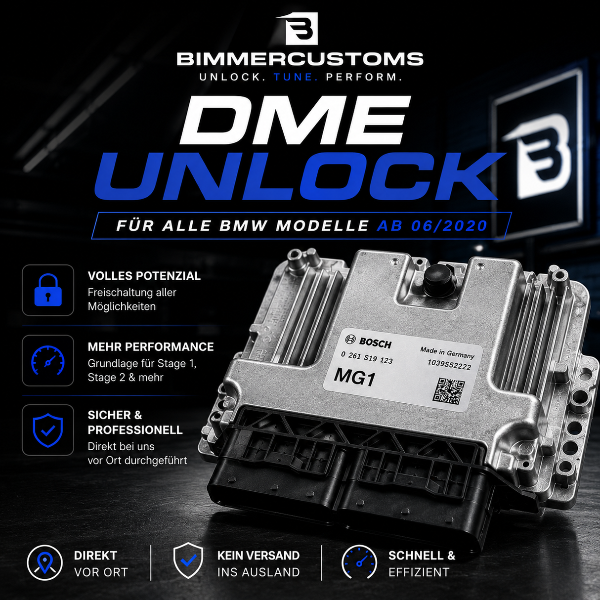 DME Unlock für BMW Steuergeräte ab 06/2020 – direkt vor Ort bei BIMMERCUSTOMS SOFTWARE für BMW G20 G21 G87 G80 G81 G83 G30 G90 F90
