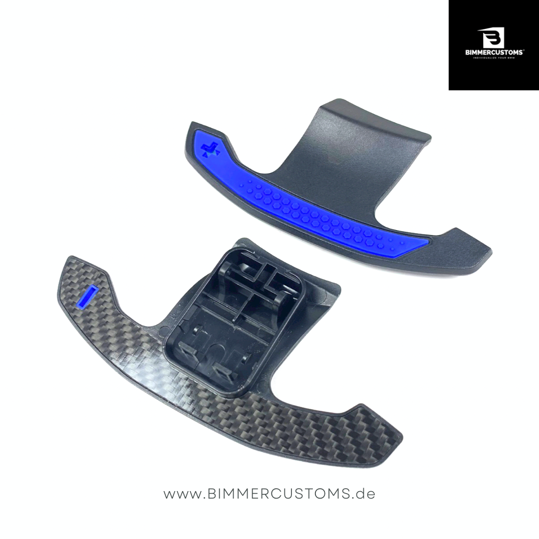 BIMMERCUSTOMS CARBONFIBER PADDLES SHORT BLUE LINE PASSEND FÜR BMW 1er 2er 3er 4er 5er 6er M2 M3 M4 M5 F20 F21 F22 F30 F31 F36 F80 F82 F10 G20 G87 G80 G81 G82 G83 G42