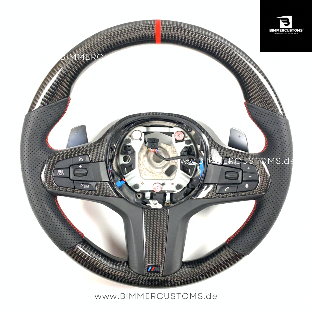 LEDER CARBONFIBER LENKRAD RACE DISPLAY PASSEND FÜR BMW 1er 2er 3er 4er 5er F40 G20 G21 G30 M3 M4 M5 G80 G82 F90