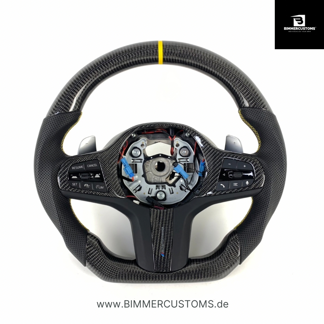 BIMMERCUSTOMS CARBONFIBER LEDER LENKRAD PASSEND FÜR BMW F40 G20 G21 G26 G80 G81 G82 G87 G83 F90