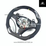 LEDER CARBONFIBER LENKRAD MIT RACE DISPLAY CARBON PASSEND FÜR BMW E90 E91 E92 E93