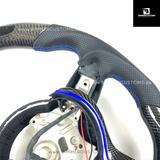 LEDER CARBONFIBER LENKRAD MIT RACE DISPLAY BLUE CARBON LINE PASSEND FÜR BMW M2 F87 M3 F80 M4 F82 F83 F20 F21 F22 F23 F30 F31 F32 F33 F36 Competition