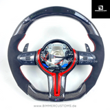 ALCANTARA CARBONFIBER LENKRAD MIT RACE DISPLAY RED LINE PASSEND FÜR BMW M2 F87 M3 F80 M4 F82 F83 F20 F21 F22 F23 F30 F31 F32 F33 F36 Competition