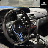 LEDER CARBONFIBER LENKRAD BLUE LINE PASSEND FÜR BMW M2 F87 M3 F80 M4 F82 F83 F20 F21 F22 F23 F30 F31 F32 F33 F36 F10 F06 F13 Competition