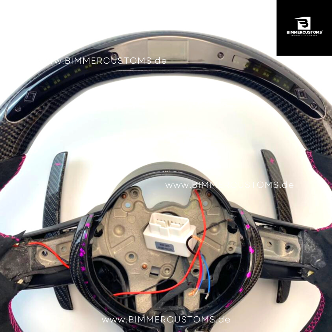 ALCANTARA CARBONFIBER LENKRAD MIT RACE DISPLAY PURPLE FLAKES PASSEND FÜR BMW M2 F87 M3 F80 M4 F82 F83 F20 F21 F22 F23 F30 F31 F32 F33 F36 Competition