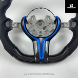 LEDER CARBONFIBER LENKRAD BLUE LINE PASSEND FÜR BMW M2 F87 M3 F80 M4 F82 F83 F20 F21 F22 F23 F30 F31 F32 F33 F36 F10 F06 F13 Competition