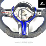 LEDER CARBONFIBER LENKRAD MIT RACE DISPLAY BLUE CARBON LINE PASSEND FÜR BMW M2 F87 M3 F80 M4 F82 F83 F20 F21 F22 F23 F30 F31 F32 F33 F36 Competition