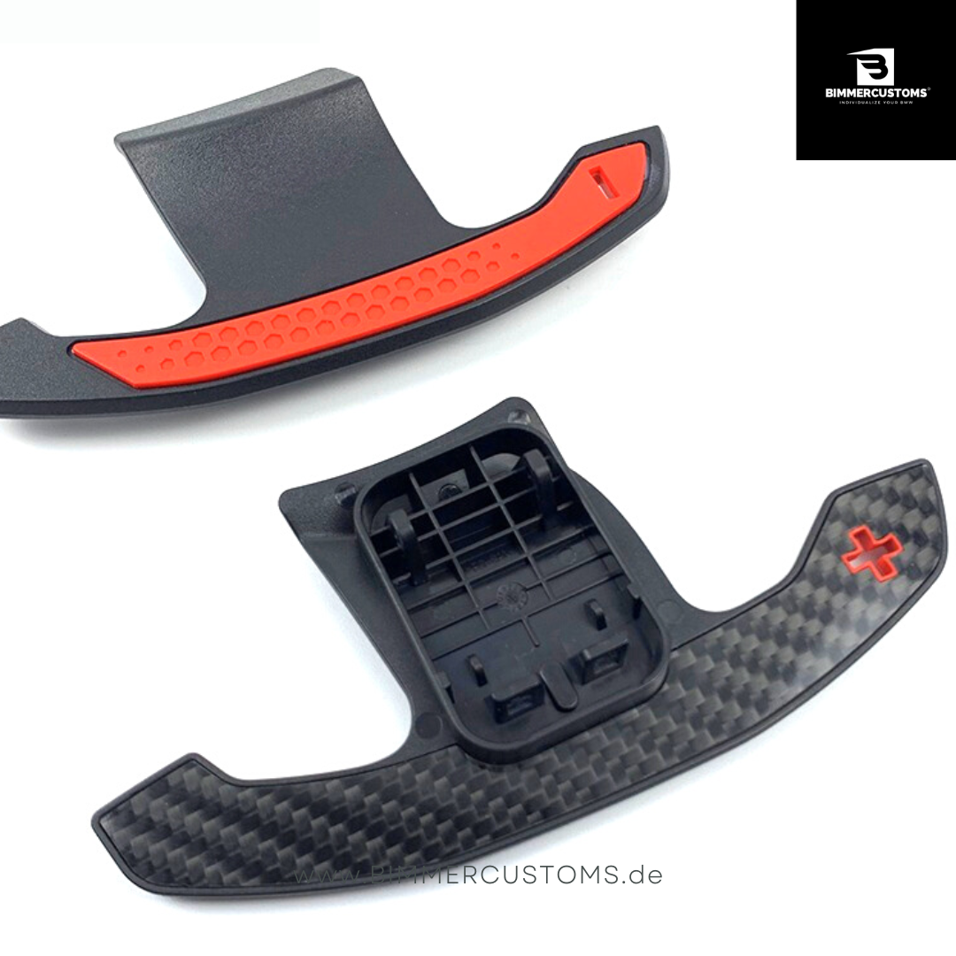 BIMMERCUSTOMS CARBONFIBER PADDLES SHORT RED LINE PASSEND FÜR BMW 1er 2er 3er 4er 5er 6er M2 M3 M4 M5 F20 F21 F22 F30 F31 F36 F80 F82 F10 G20 G42 G87 G80 G81 G83