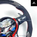 ALCANTARA CARBONFIBER LENKRAD MIT RACE DISPLAY RED LINE PASSEND FÜR BMW M2 F87 M3 F80 M4 F82 F83 F20 F21 F22 F23 F30 F31 F32 F33 F36 Competition